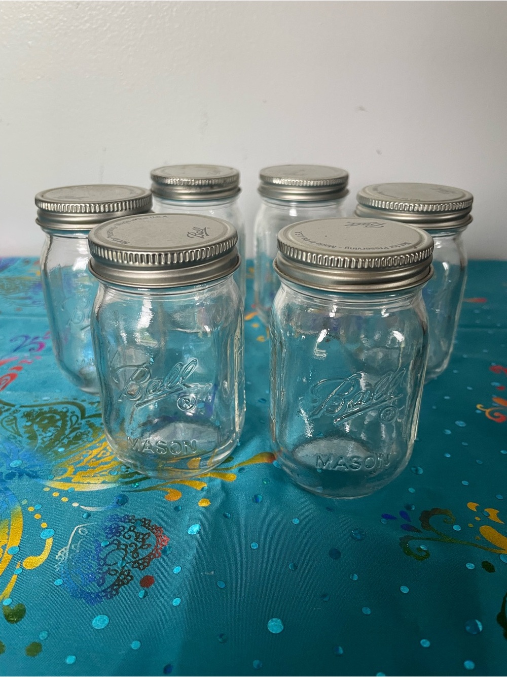 Ball Mason Glass Jars with Silver Lids - Set of 6